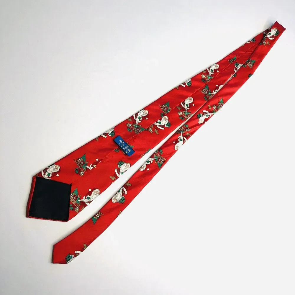 Wembley Red Silk Santa Christmas Holiday Necktie